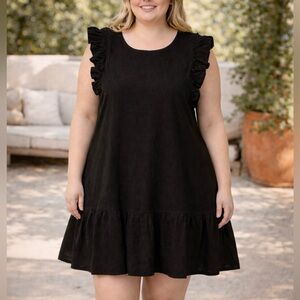 NWT Retail $99 CeCe Black Ruffle Sleeve Dress SZ 24
